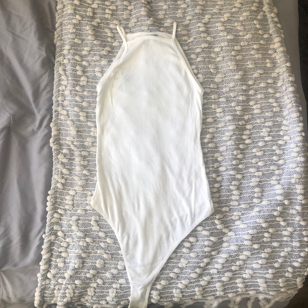 White ASOS ribbed body suit size 4